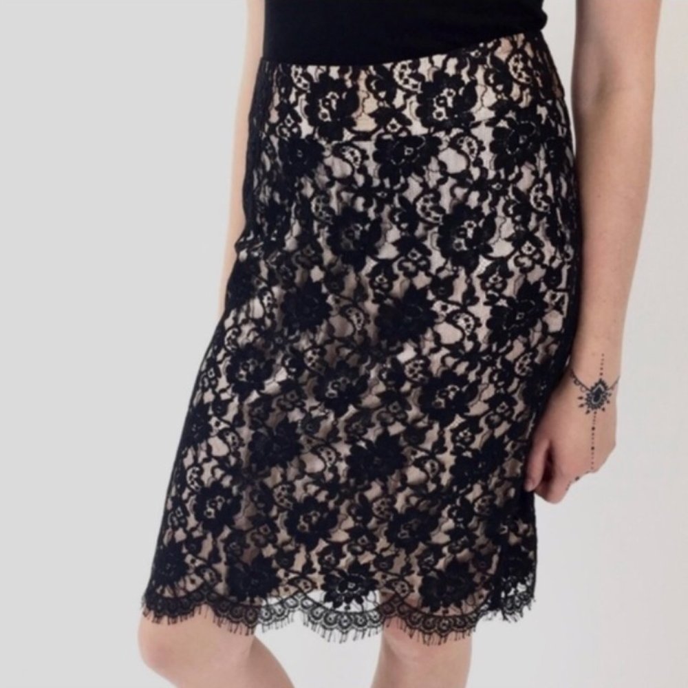 Banana Republic Black Lace Pencil Skirt